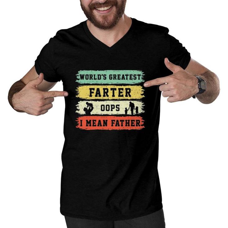 World's Greatest Farter Oops I Mean Father Funny Father's Day Fun Men V-Neck Tshirt