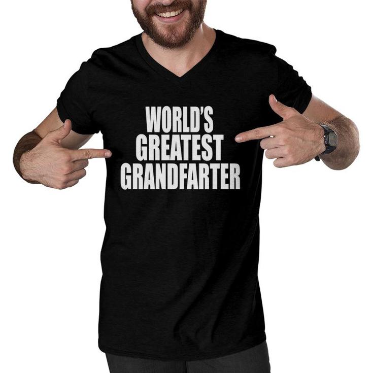 World's Greatest Grandfarter Grandfather Funny Grandparents Men V-Neck Tshirt
