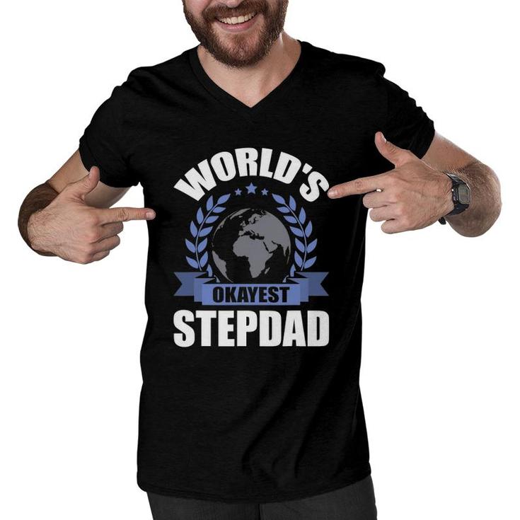 World's Okayest Step-Dad Stepdad Men V-Neck Tshirt