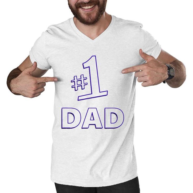 1 Dad Father's Day Daddy Gift Men V-Neck Tshirt