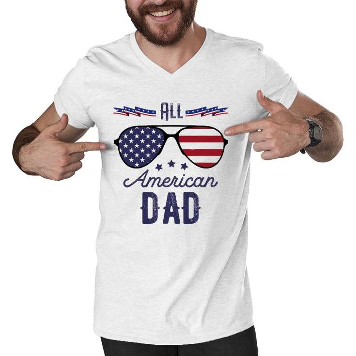 All American Dad 4Th Of July Sunglasses Men V-Neck Tshirt