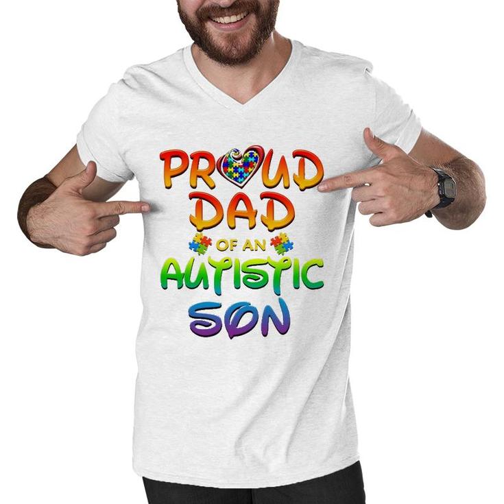 Autism Awareness Wear Proud Dad Of Son Men Women Men V-Neck Tshirt