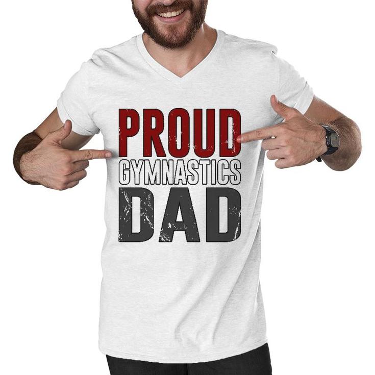 Awesome Distressed Proud Gymnastics Dad Men V-Neck Tshirt