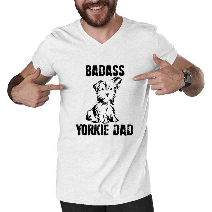 Ba Dass Yorkie Dad Men V-Neck Tshirt