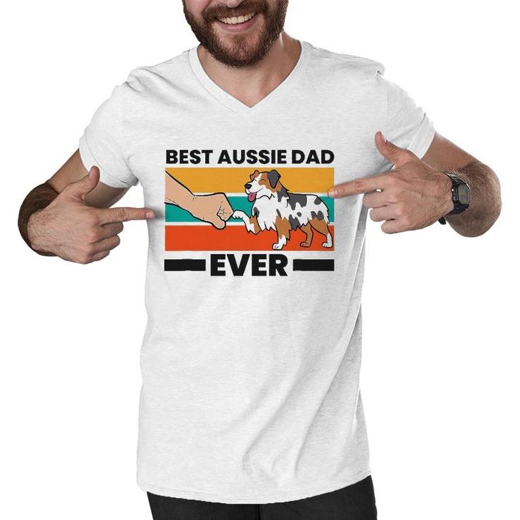 Best Aussie Papa Ever Australian Shepherd Dad Aussie Dad Men V-Neck Tshirt