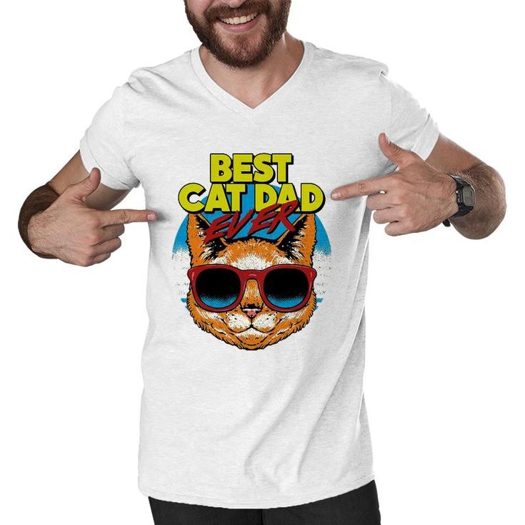 Best Cat Dad Ever Cat Lovers Men V-Neck Tshirt