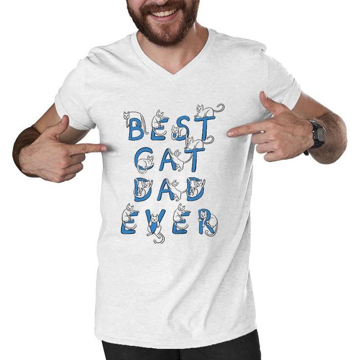 Best Cat Dad Ever Cats Kitten Funny Cute Lover Gift Graphic Men V-Neck Tshirt