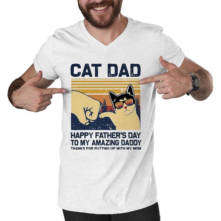 Cat Dad-Happy Father's Day To My Amazing Daddy Men V-Neck Tshirt