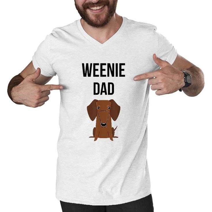 Dachshund Dad Men V-Neck Tshirt