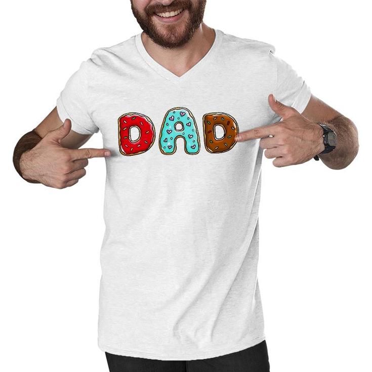 Dad Donuts Funny Doughnut Day 2022 Gift Men V-Neck Tshirt
