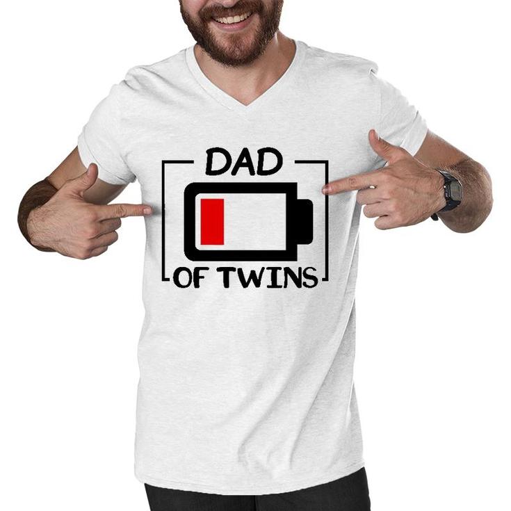 Dad Of Twins Low Battery Tired Twins Dad Men V-Neck Tshirt