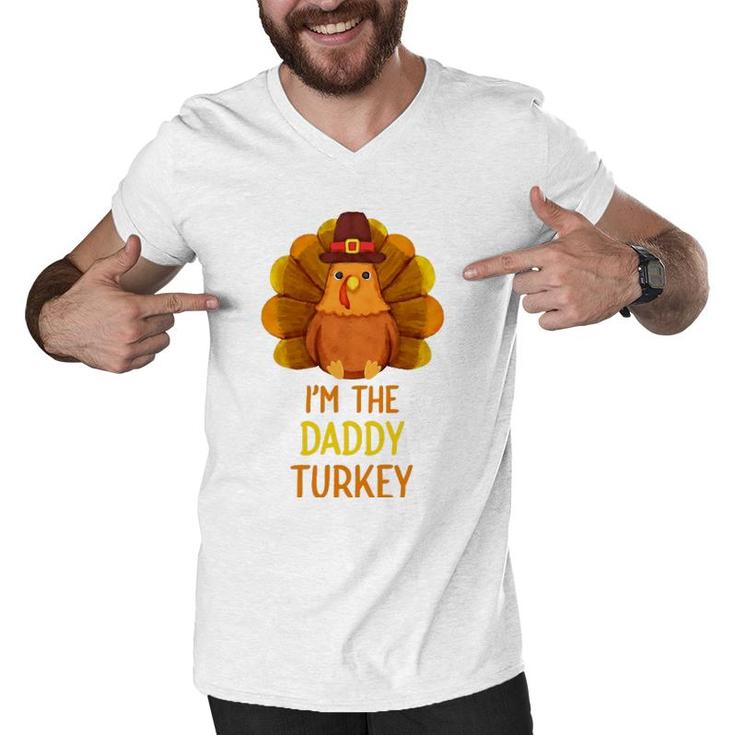 Daddy Turkey Family Matching Thanksgiving Party Pajama Men V-Neck Tshirt