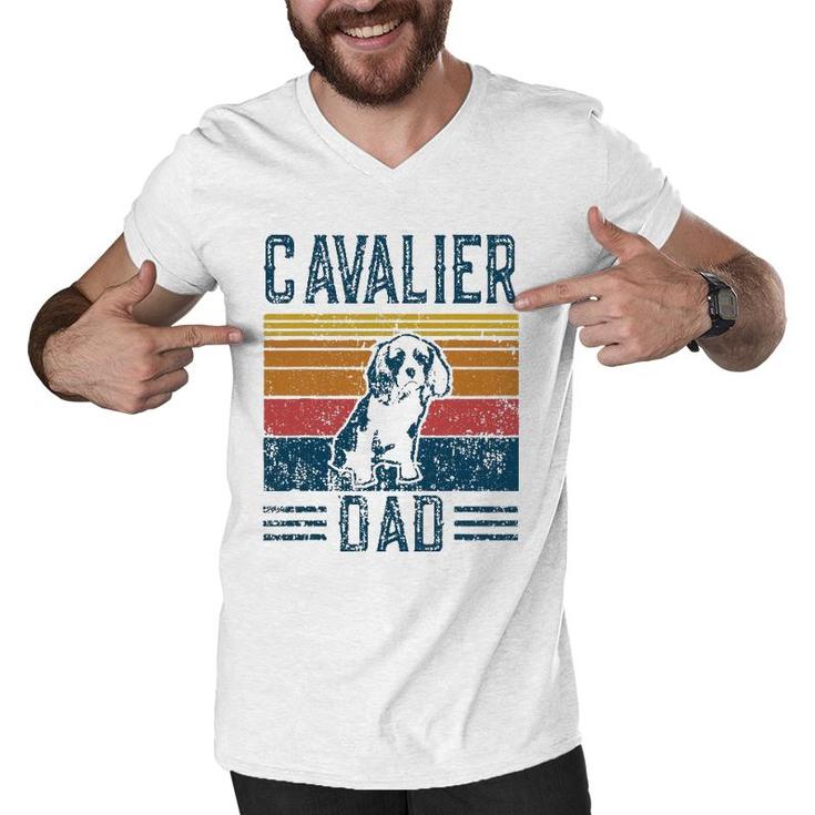 Dog Cavalier King Charles Spaniel Vintage Cavalier Dad Men V-Neck Tshirt