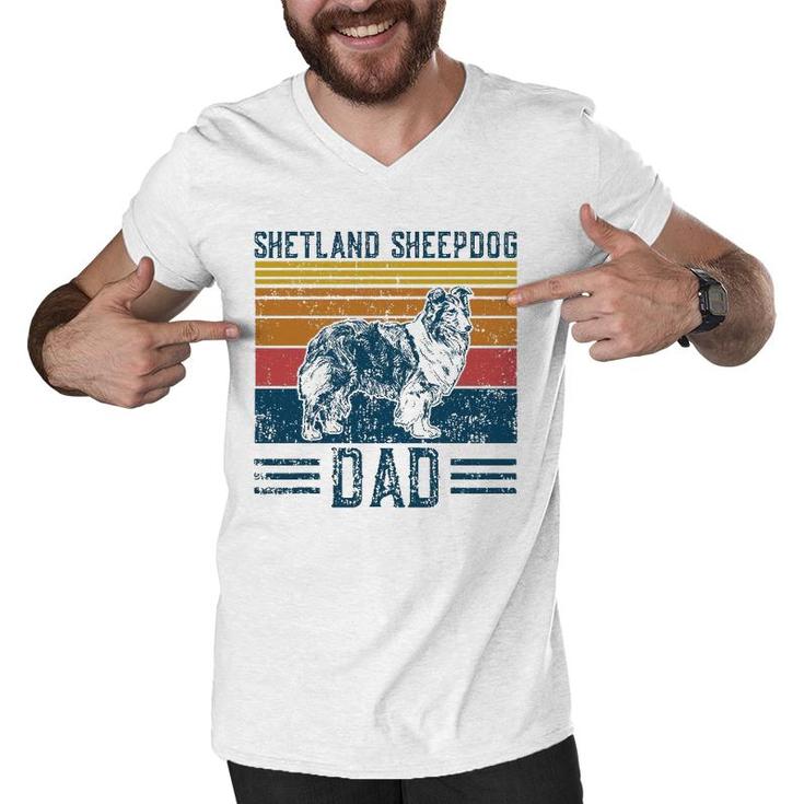 Dog Shetland Sheepdog Dad Vintage Shetland Sheepdog Dad Men V-Neck Tshirt