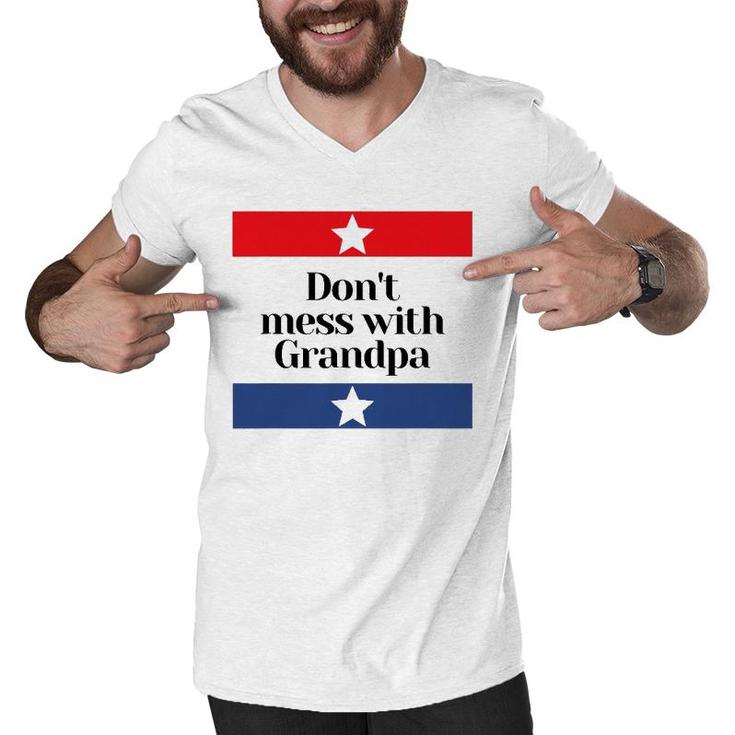 Don't Mess With Grandpa Texas Dad Granddad Grandfather Men V-Neck Tshirt