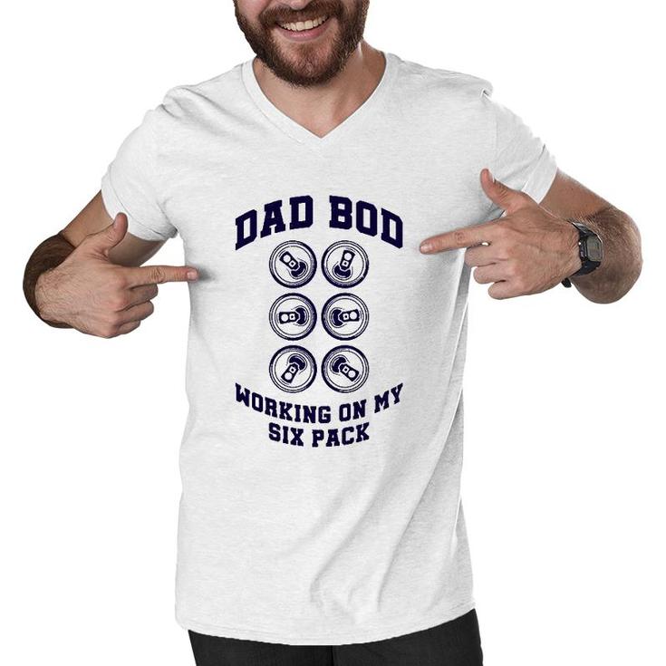Drinking Father's Day Beer Can Funny Dad Bod Working On My Six Pack Men V-Neck Tshirt