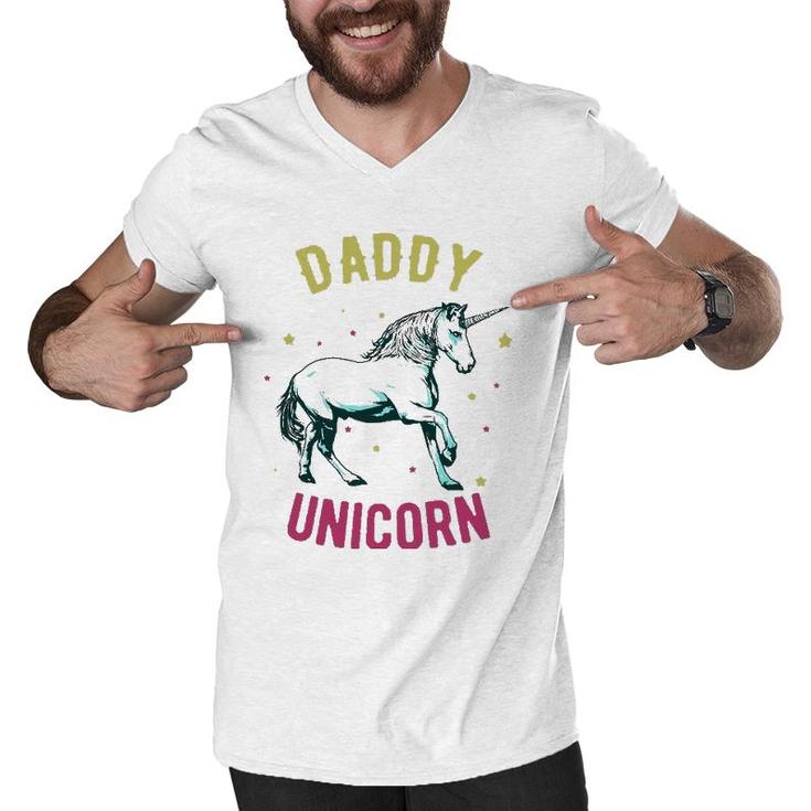Father's Day Funny Gift - Daddy Unicorn Men V-Neck Tshirt