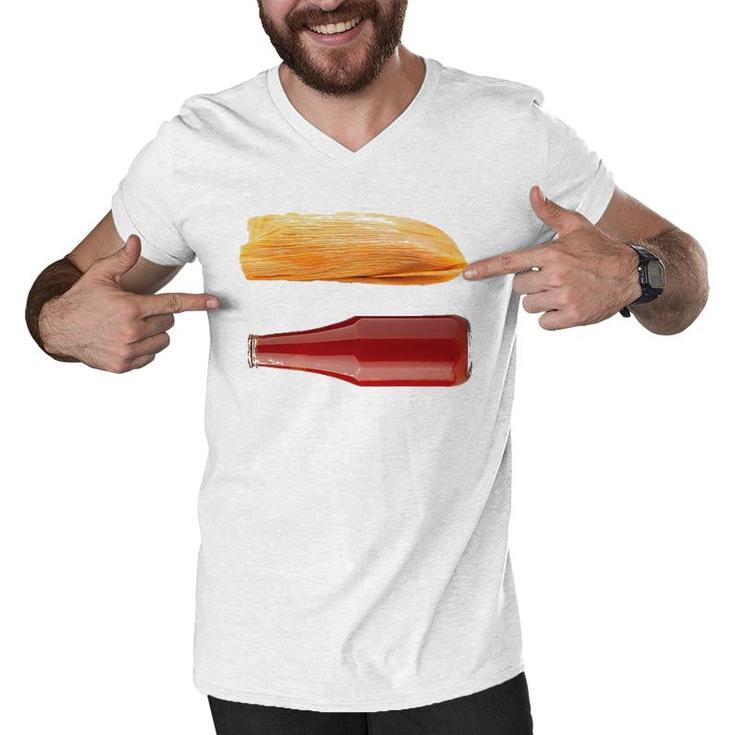 Funny Tamales And Ketchupfor Dad On Father's Day Men V-Neck Tshirt