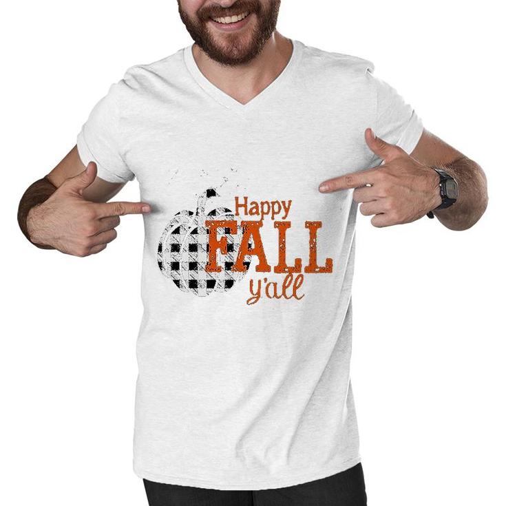 Happy Fall Yall Pumpkin Womens Mens Funny Vintage Pumpkin Halloween Cute Men V-Neck Tshirt