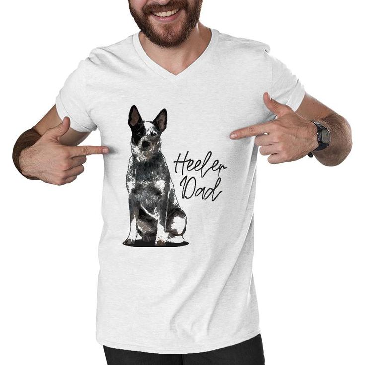 Heeler Dad I Australian Cattle Dog I Domestic Family Animal Men V-Neck Tshirt
