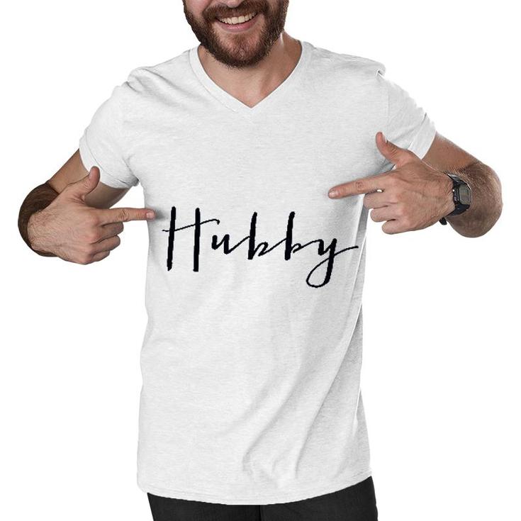 Hubby Wifey Just Married Couples Husband And Wife Wedding Gift Men V-Neck Tshirt