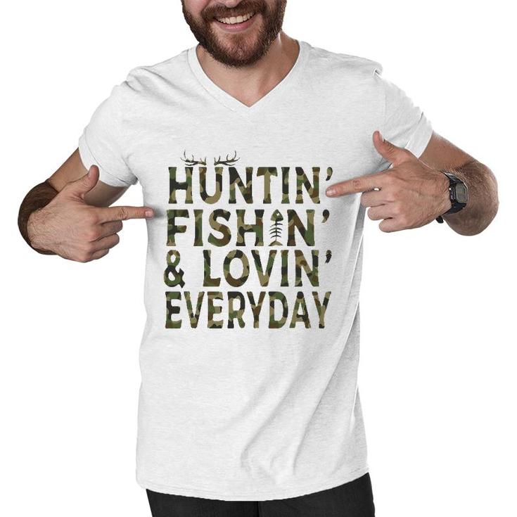 Hunting Fishing Loving Everyday Hunting Dad Gift Men V-Neck Tshirt