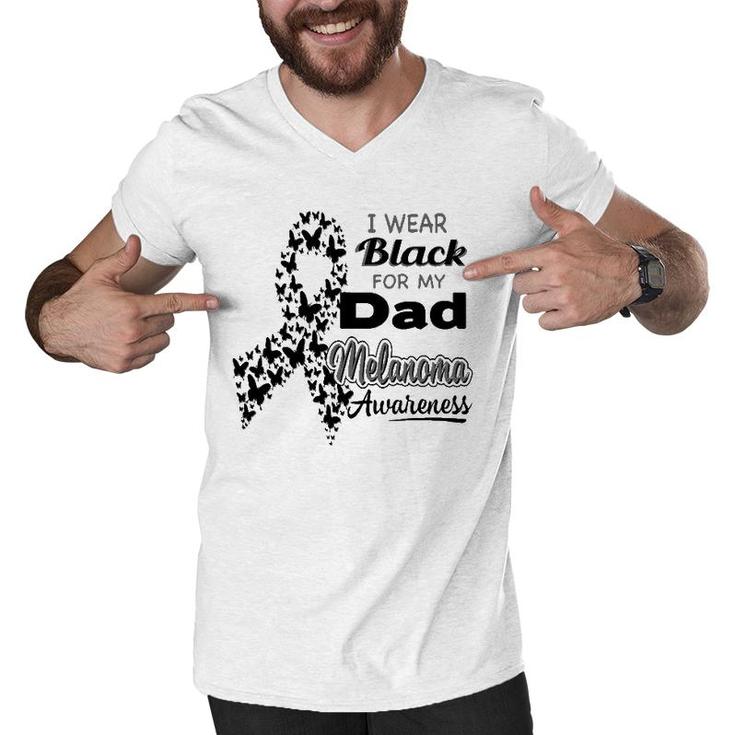 I Wear Black For My Dad Melanoma Awareness Men V-Neck Tshirt