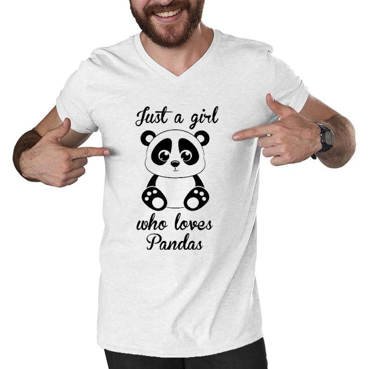 Just A Girl Who Loves Pandas Bear Lover Dad Mom Funny Men V-Neck Tshirt