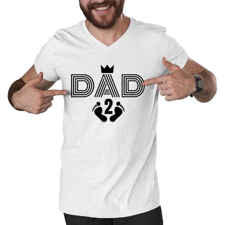Mens Baby Number 2 Pregnancy Announcement Dad To Be Of 2 Kids Men V-Neck Tshirt