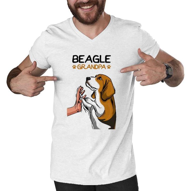 Mens Beagle Grandpa Dog Dad Men V-Neck Tshirt