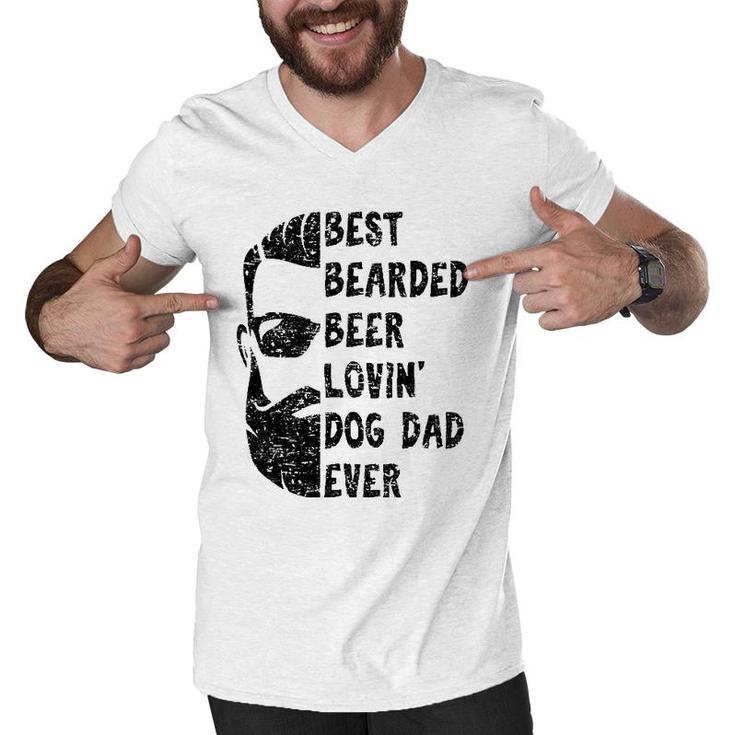 Mens Best Bearded Beer Lovin' Dog Dad Ever Gift For Man Men V-Neck Tshirt