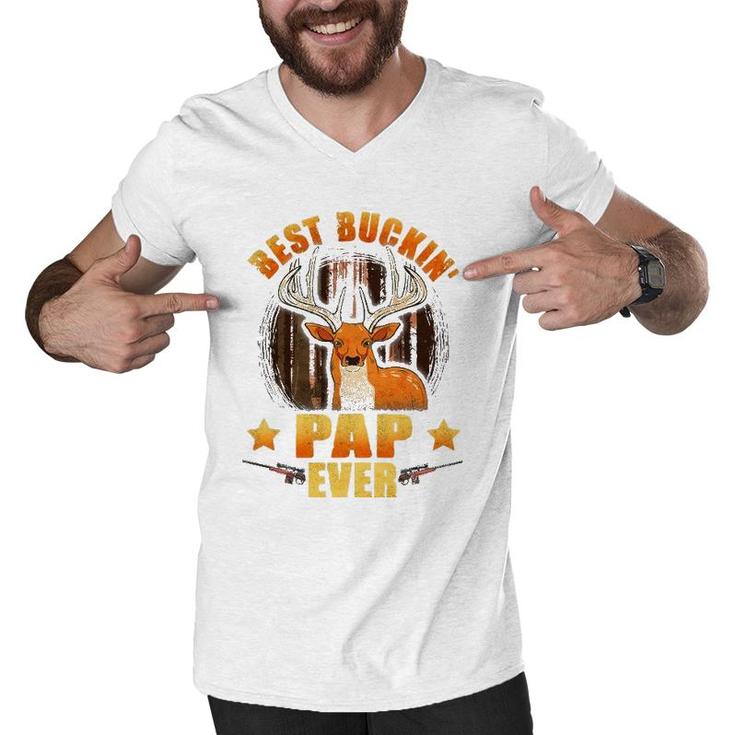 Mens Best Buckin' Pap Ever Deer Hunting Father's Day Gifts Men V-Neck Tshirt