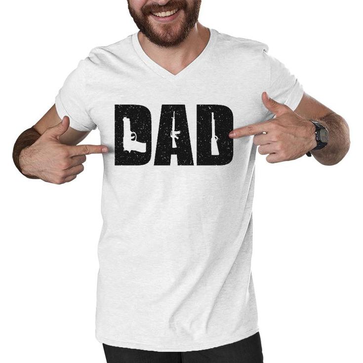 Mens Dad And Guns Collection Vintage Father's Day Men V-Neck Tshirt