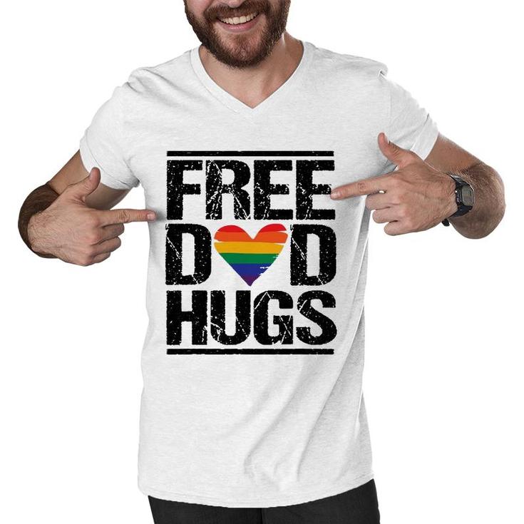 Mens Free Dad Hugs  Lgbtq Pride Stepfather Daddy Papa Design Men V-Neck Tshirt