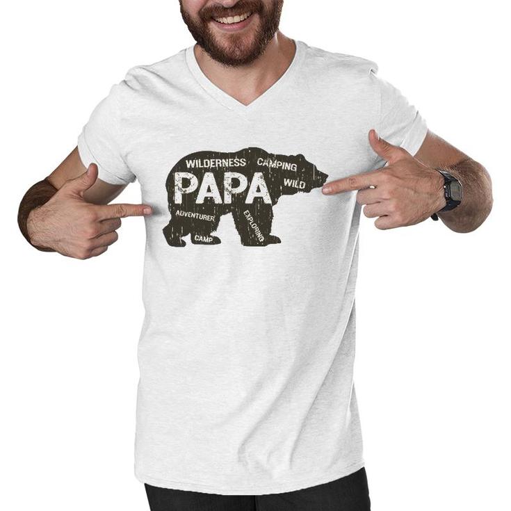 Men's Papa Camping Bear Top Camper Grandpa Gifts For Men Men V-Neck Tshirt