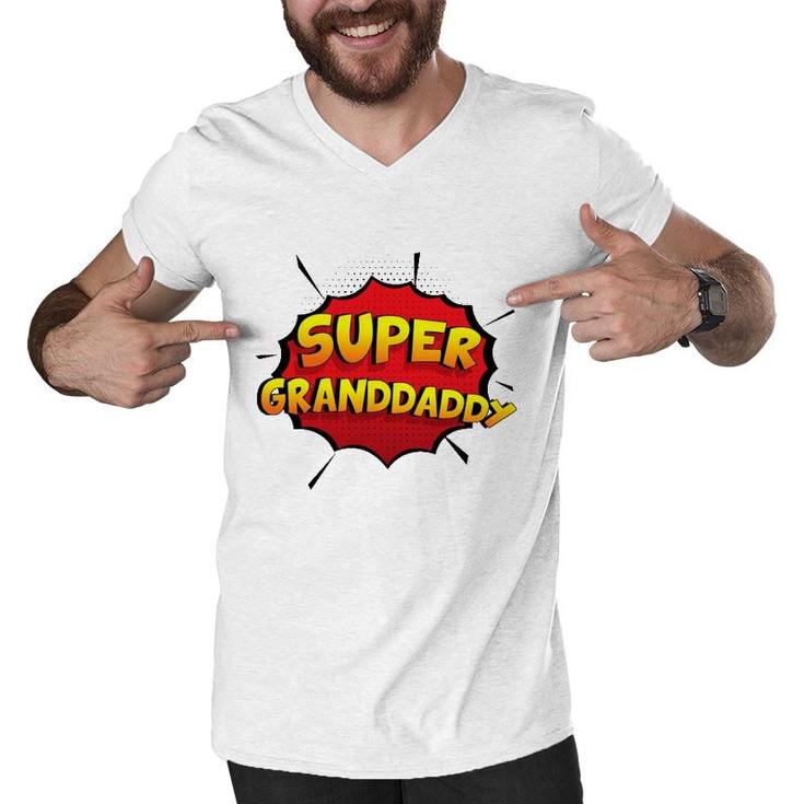 Mens Super Granddaddy Funny Gift For Grandma And Grandpa Men V-Neck Tshirt