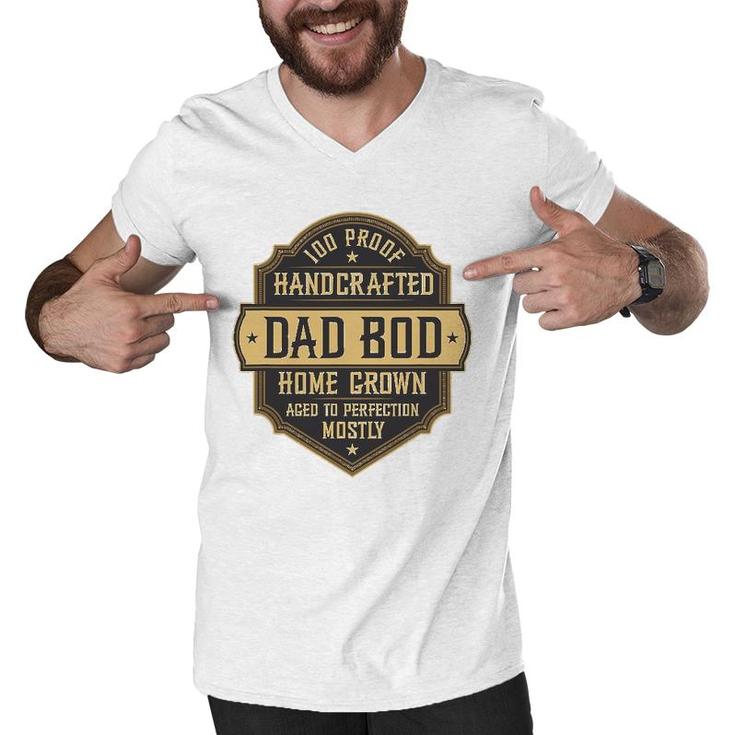 Mens Vintage Whiskey Label Dad Bod Funny Drinking Father's Day Men V-Neck Tshirt