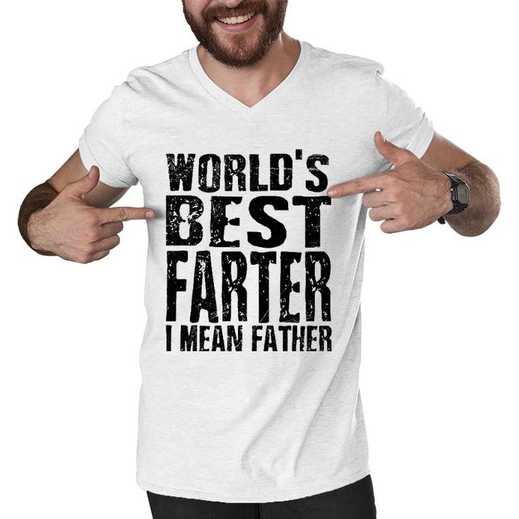 Mens World's Greatest Farter Oops I Mean Father Father's Day Fun Men V-Neck Tshirt