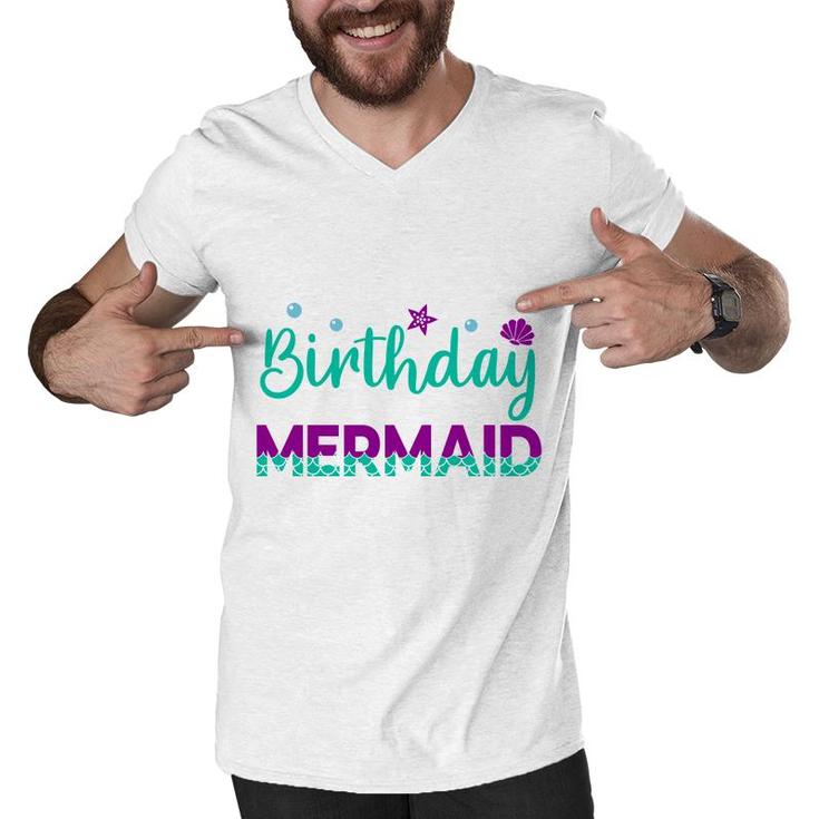 Mermaid Matching Family Birthday Blue Purple Men V-Neck Tshirt