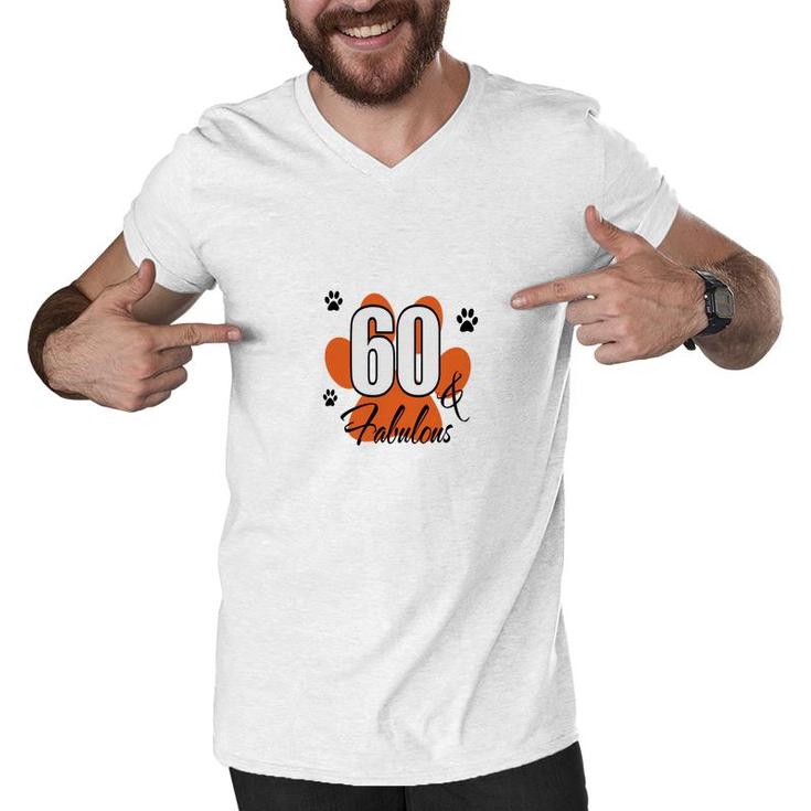New 60 Years Old Orange 60Th Birthday Men V-Neck Tshirt