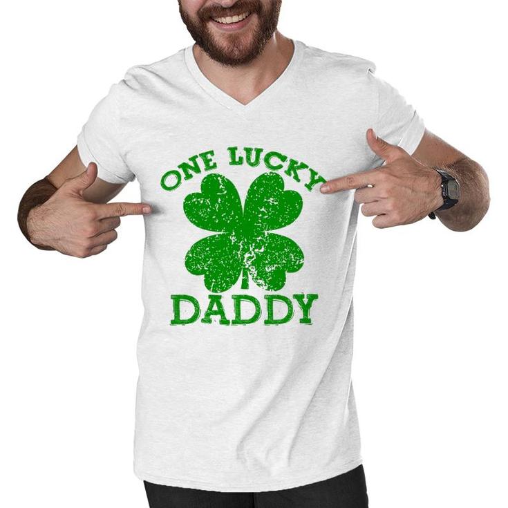 One Lucky Daddy Vintage St Patricks Day Men  Men V-Neck Tshirt