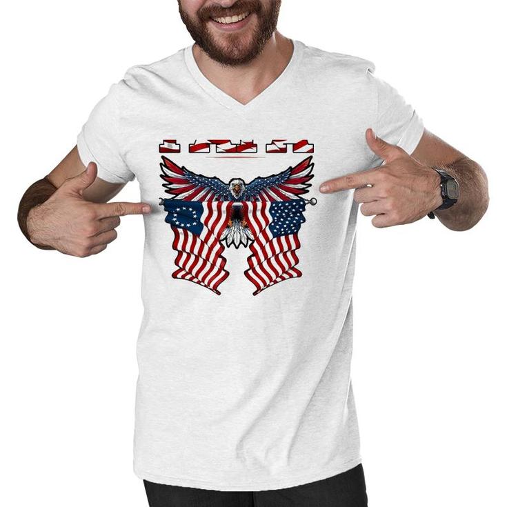 Papa American Flag Eagle Father's Day Gift Men V-Neck Tshirt
