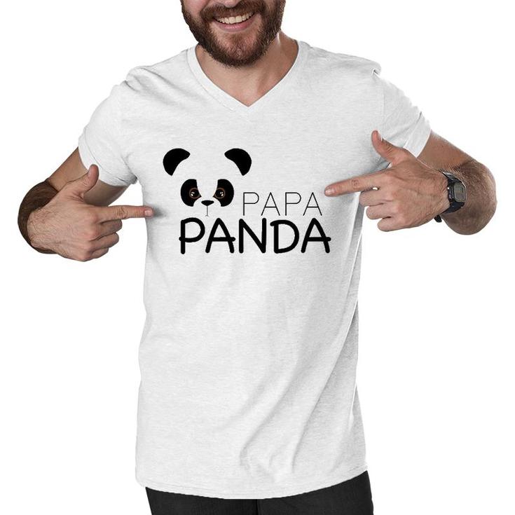 Papa Panda Panda Lover Proud Daddy Gift Men V-Neck Tshirt