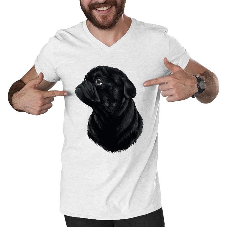 Pug Dog Mom Dad Funny Graphic Cute Black Pug Men V-Neck Tshirt