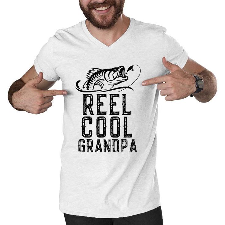 Reel Cool Grandpa Fishing Funny Christmas Father's Day Gift Men V-Neck Tshirt