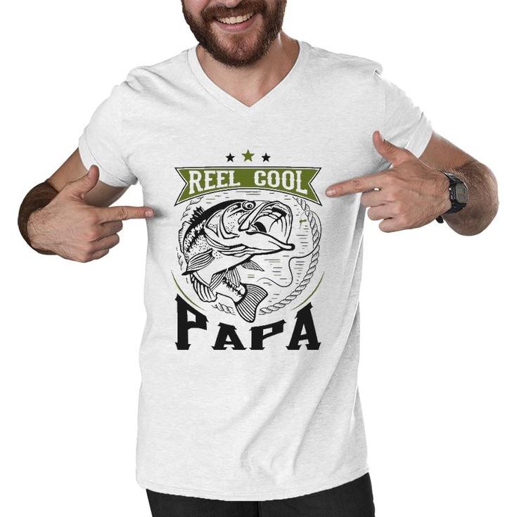 Reel Cool Papa For Cool Fisherman Dad Men V-Neck Tshirt