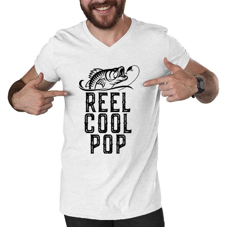 Reel Cool Pop Fishing Fisherman Gift Funny Grandpa Christmas Men V-Neck Tshirt