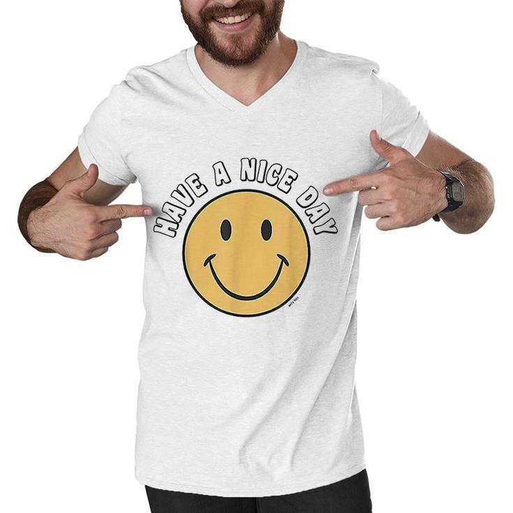 Retro Kid Adult Puck Smile Face Have A Nice Day Smile Happy Face Men V-Neck Tshirt