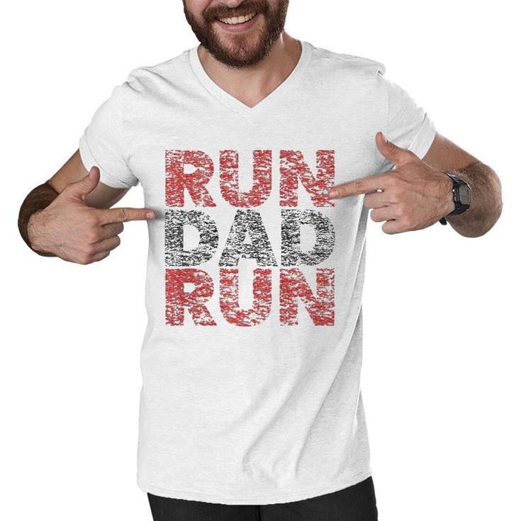 Run Dad Run Marathon Support Team Triathlon Dad Men V-Neck Tshirt