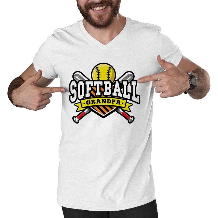 Softball Grandpa Men Women Gift Men V-Neck Tshirt